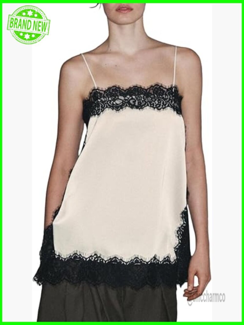 Silk Lace Patchwork Spaghetti Strap Camisole Tank Top Y2k Streetwear